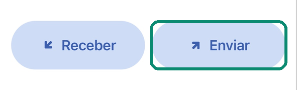 Tela da carteira no Blue Wallet, com o botão Enviar destacado