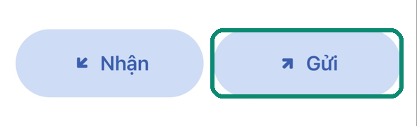 Màn hình ví trong Blue Wallet, nút Gửi được đóng khung