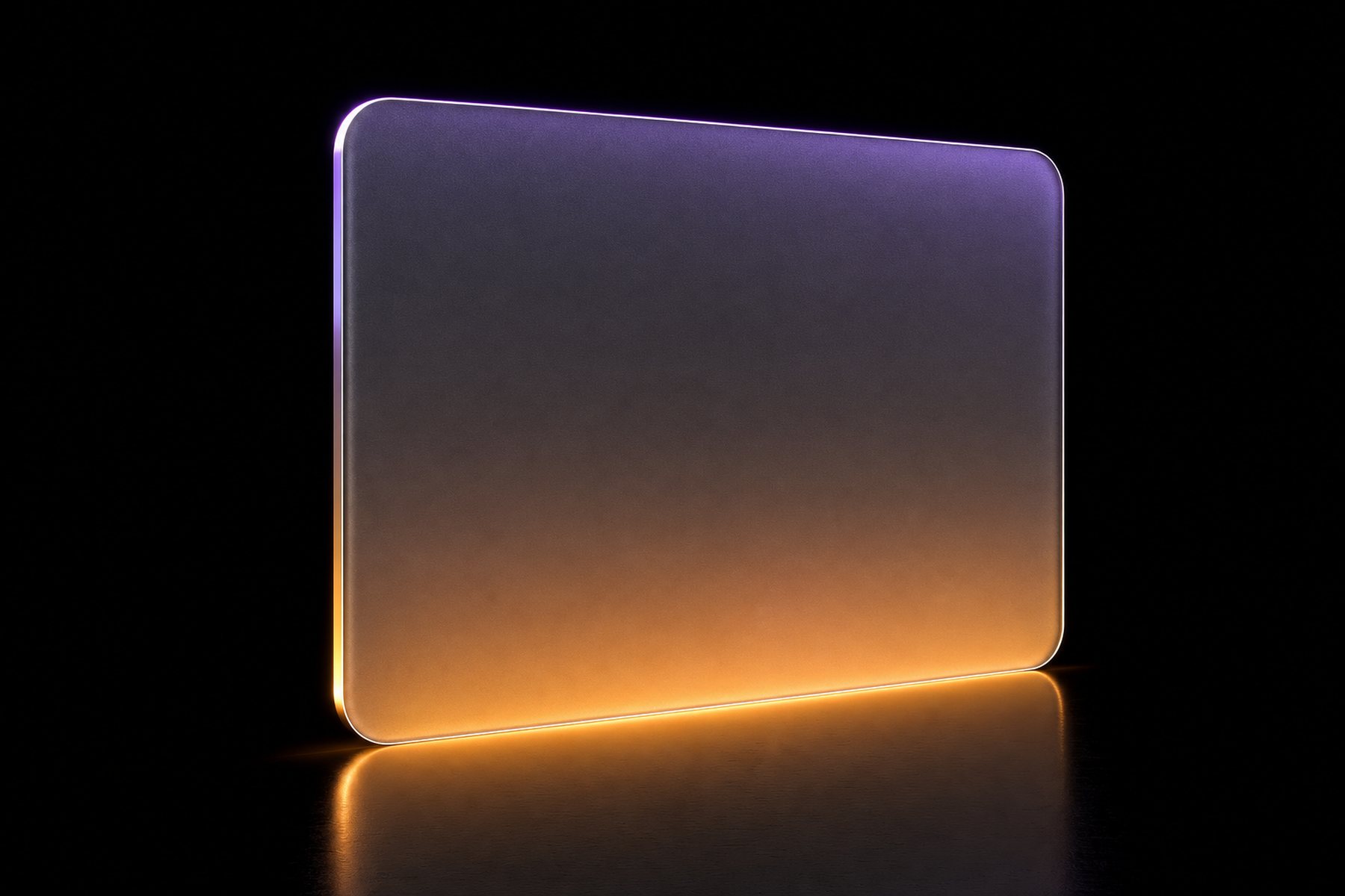 A payment card with no name or number, lit from the edge
